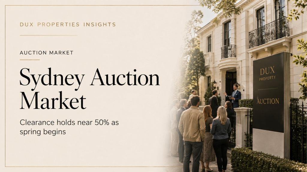 Sydney auction market clearance rate update – Dux Properties Insights