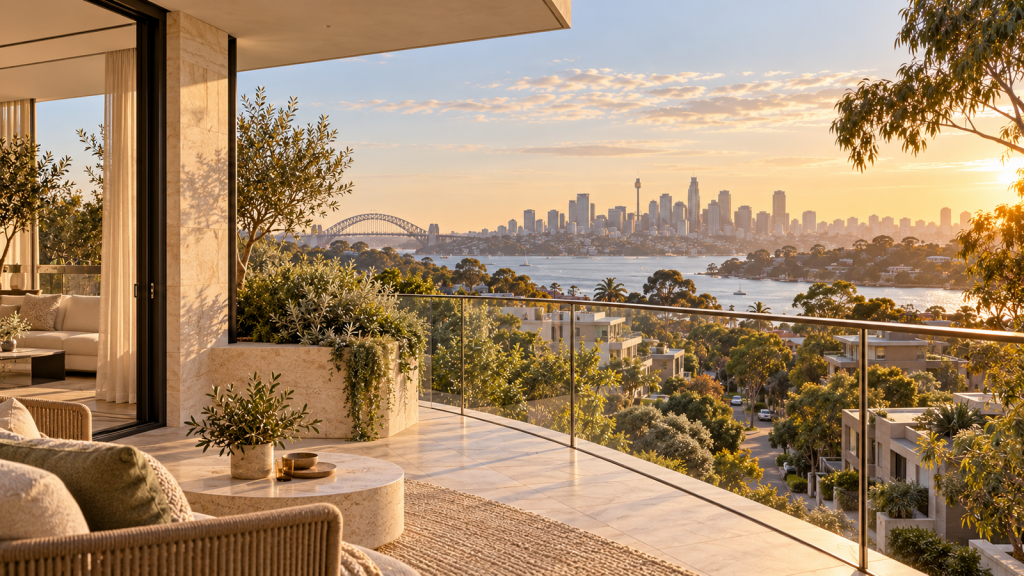 Sydney harbour outlook from a residential terrace